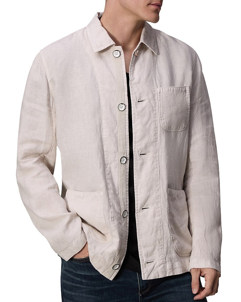 Rag & Bone Mens Regular fit Button Down Chore Coat 38 R Light Grey Solid