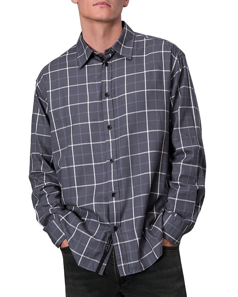Rag & Bone Mens Long Sleeve Button-Up Shirt XL Grey Check