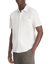 Vince Mens Regular fit Short Sleeve Button-Up Shirt Large White Solid