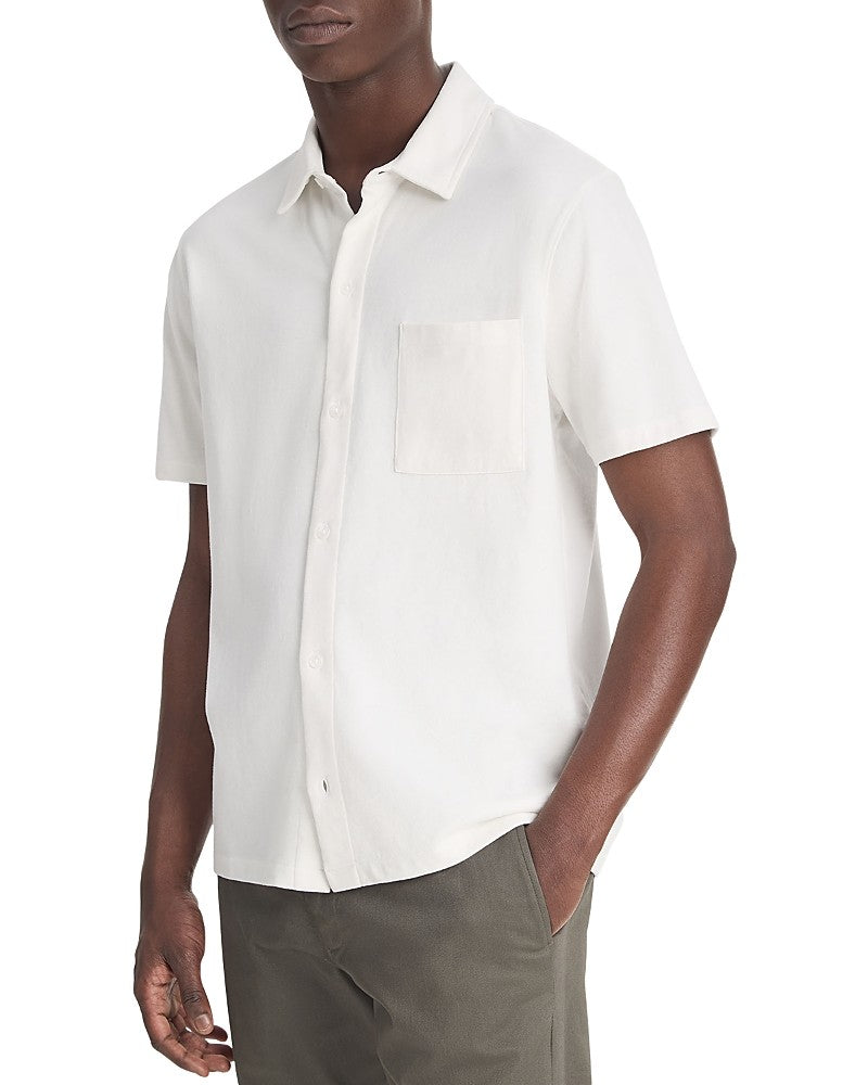 Vince Mens Regular fit Short Sleeve Button-Up Shirt XL White Solid