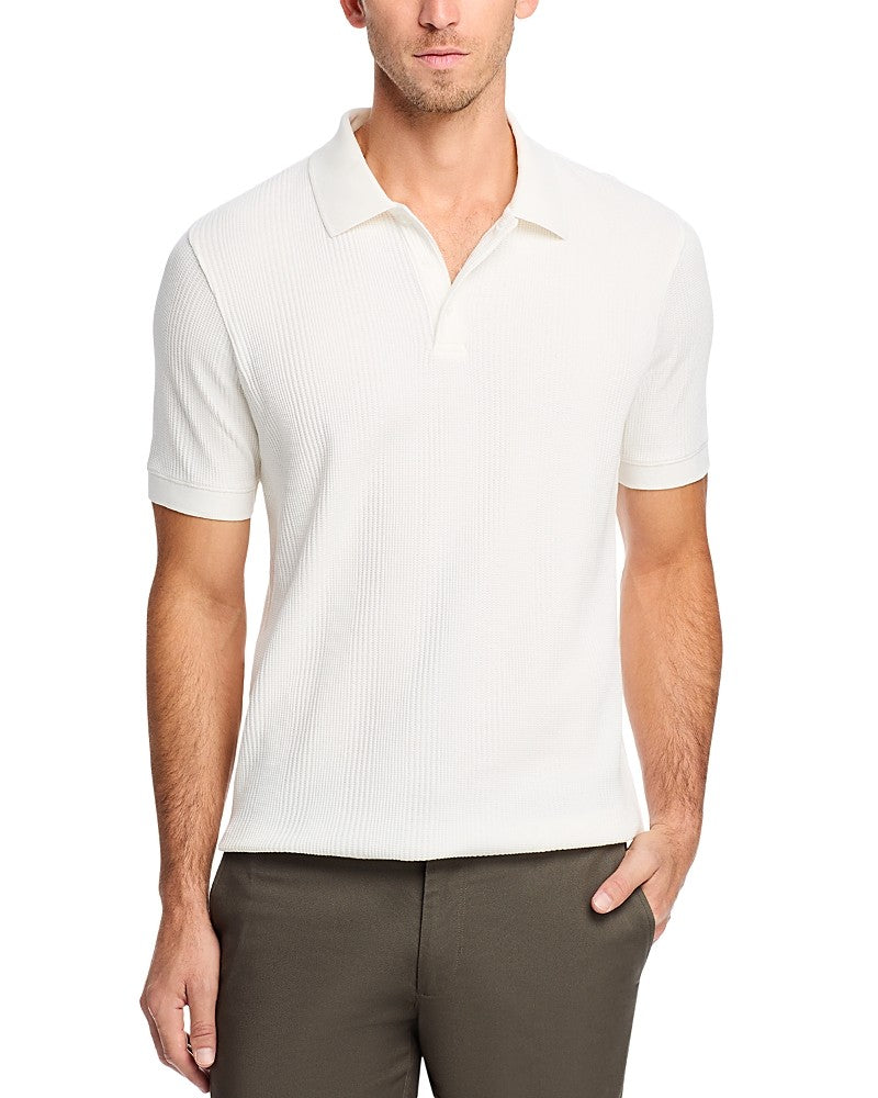 Vince Mens Variegated Texture Polo Shirt XL Off White