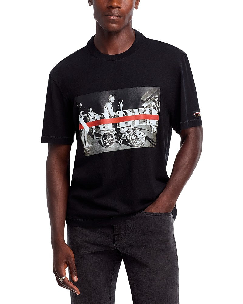 Vayder Mens Regular fit Short Sleeve Night Bike Graphic T-Shirt XL Black