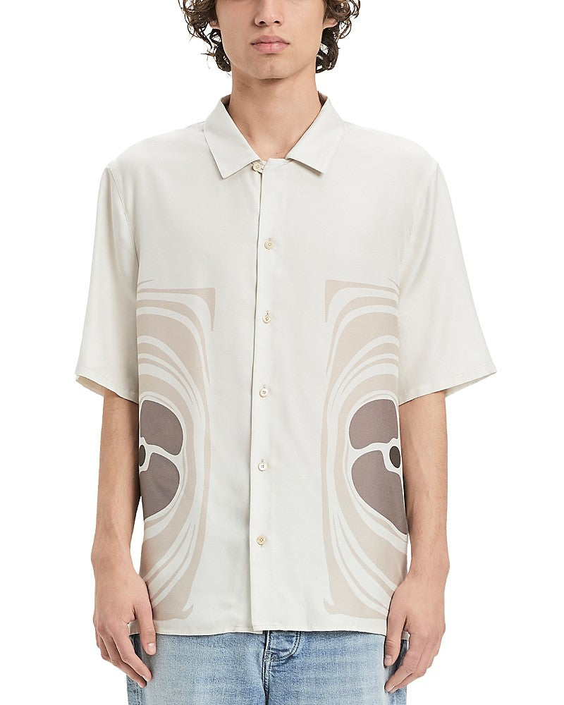 Vayder Mens Regular fit Short Sleeve Cuban Button-Up Shirt Medium Beige