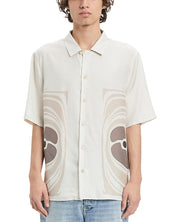 Vayder Mens Regular fit Short Sleeve Cuban Button-Up Shirt Large Beige