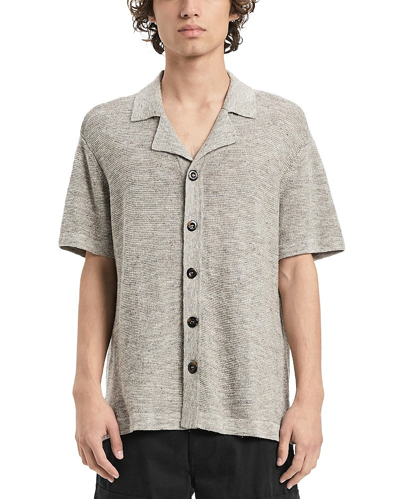 Vayder Mens Regular fit Short Sleeve Button-Up Sweater Medium Collared Beige