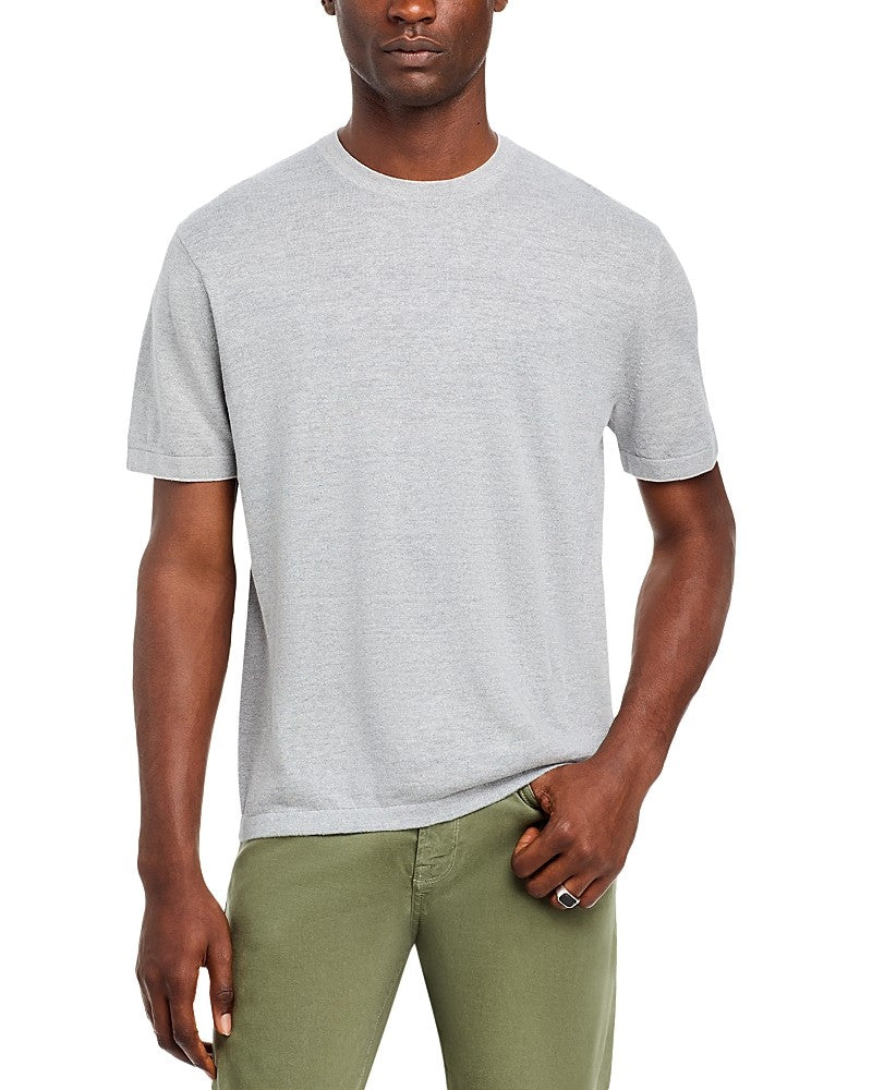 Theory Men's Kolben Linen Blend Short Sleeve Crewneck T Shirt Grey XL