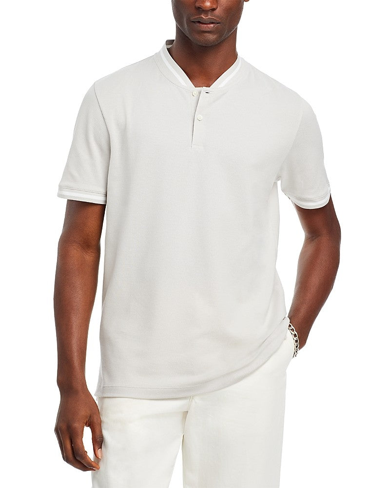 Theory Mens Regular fit Short Sleeve Polo Shirt Medium Light Grey Solid Stretch