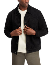 Theory Mens Amos Trucker Jacket Suede Leather Black XL