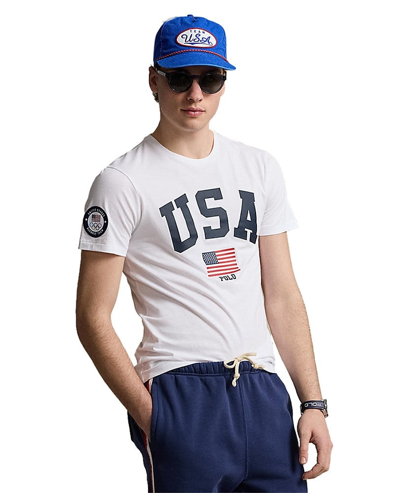Polo Ralph Lauren Mens Slim fit Short Sleeve T-Shirt Shirt XL White Team USA