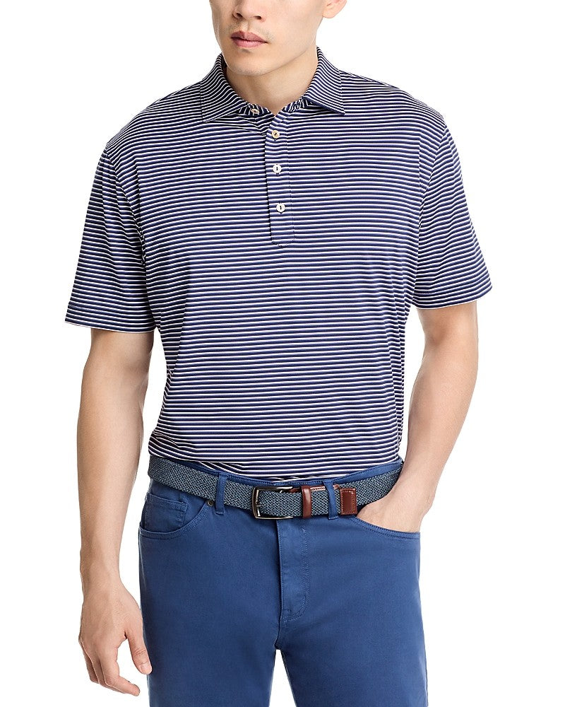 Peter Millar Mens Regular fit Short Sleeve Polo Shirt XXL Blue Striped
