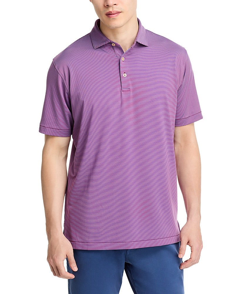 Peter Millar Mens Regular fit Short Sleeve Polo Shirt XL Purple Striped
