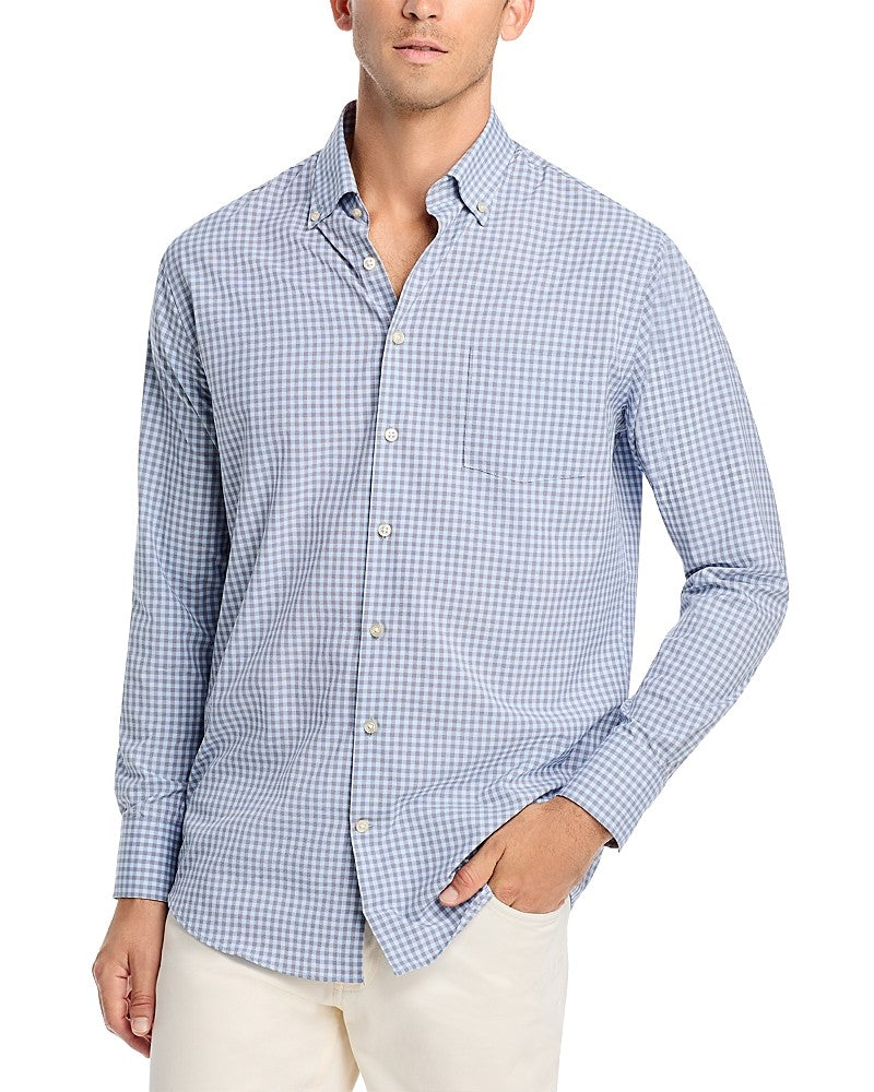 Peter Millar Mens Regular fit Long Sleeve Button-Up Shirt XL Blue Check