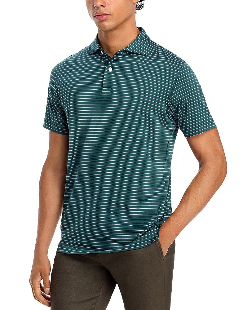 Peter Millar Mens Regular fit Short Sleeve Polo Shirt XXL Green Striped