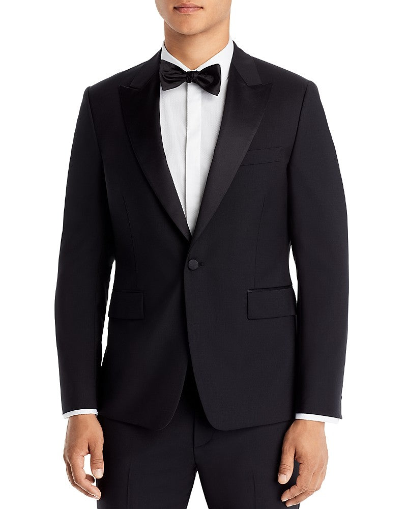 Paul Smith Mens Modern fit Suit Jacket Blazer 42 L Black Solid Stretch
