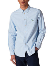 PS Paul Smith Mens Organic Cotton Stripe Zebra Button Up Shirt Blue Small