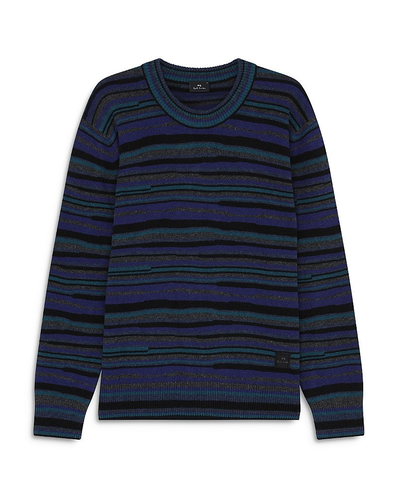 Paul Smith Mens Regular fit Long Sleeve Crewneck Sweater XL Crew Neck Blue Striped