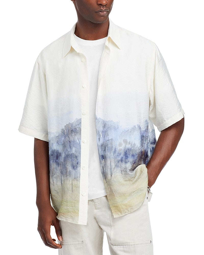 Nn07 Mens Regular fit Short Sleeve Button-Up Shirt Small Green White Blue