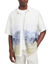 NN07 Quincy Mens Printed Button Up Short Sleeve Shirt White XL