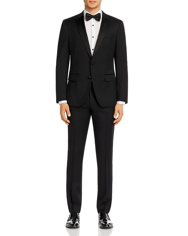 Hugo Boss Mens H-Huge Slim Fit Tuxedo Suit 40R / 35W Two Button Black