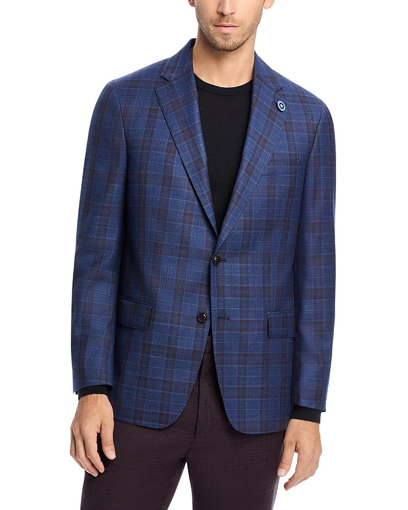 Hart Schaffner Marx New York Plaid Soft Regular Fit Sport Coat 42 R Blue Plaid