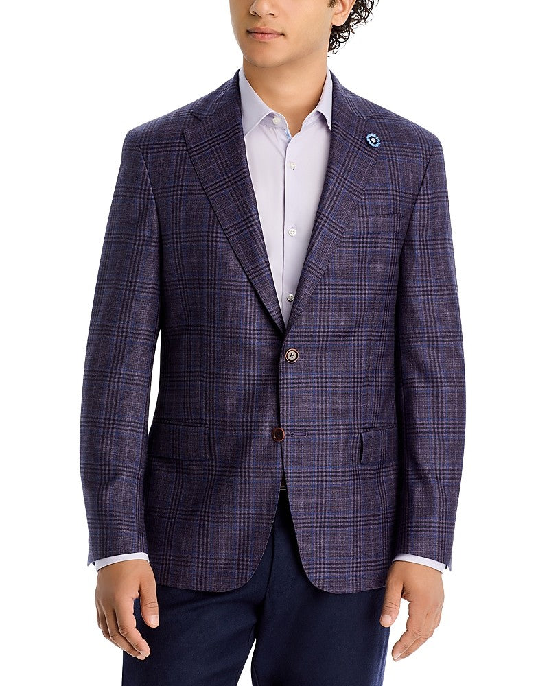 Hart Schaffner Marx Mens Regular fit Sport Coat Blazer 44 S Purple Plaid Stretch