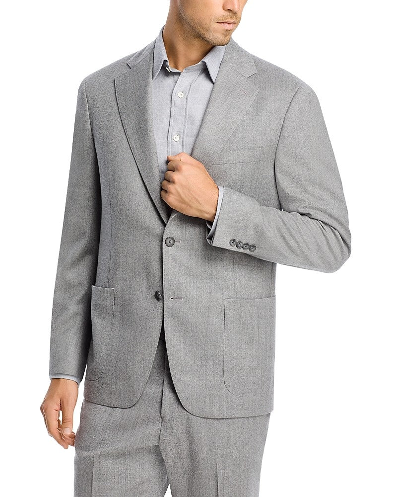 Vince Wool & Silk Light Flannel Unstructured Slim Fit Suit Jacket Grey 40R