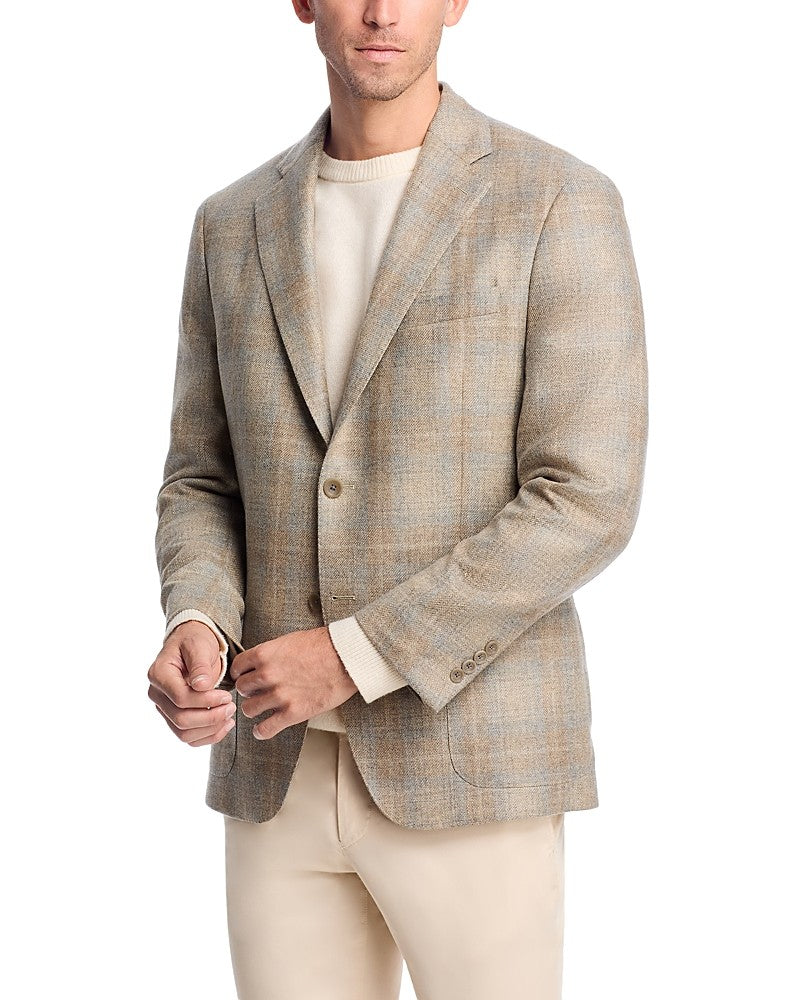 Vince Mens Slim fit Sport Coat Blazer 38 R Beige Plaid Stretch