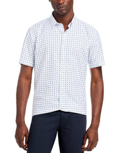 Hugo Boss Mens Slim Fit Short Sleeve Button Up Shirt XXL White Geometric