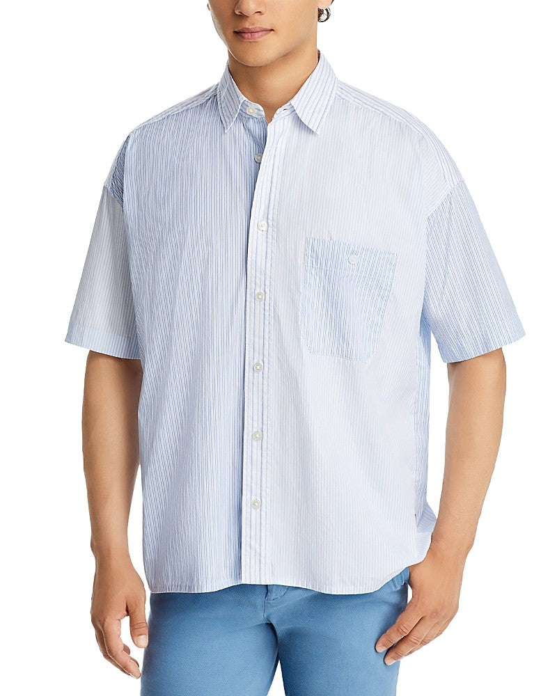 Hugo Boss Men Relaxed fit Short Sleeve Button-Up Shirt XL Blue Striped