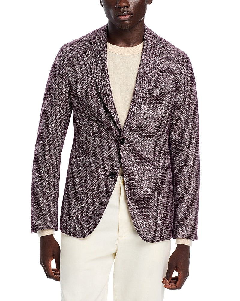 HUGO BOSS Hanry Melange Solid Unstructured Slim Fit Casual Sport Coat 46R Purple
