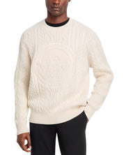 Hugo Boss Mens Regular fit Long Sleeve Cable Knit Sweater XL White Solid