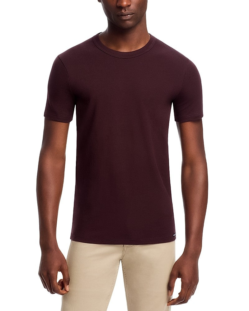 Tom Ford Mens Regular fit T-Shirt Shirt XL Viola Medio Red Solid Stretch