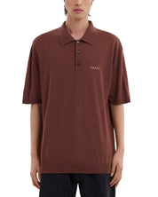 Marni Mens  fit Short Sleeve Polo Shirt Large Raisin Brown Solid