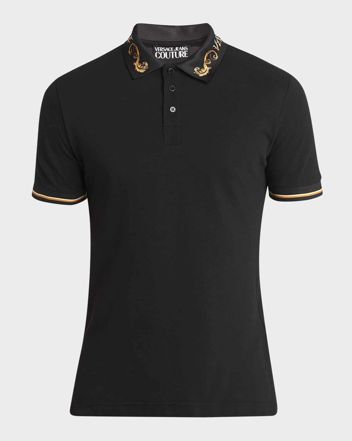 Versace Jeans Couture Mens Slim fit Short Sleeve Polo Shirt Small Black Solid