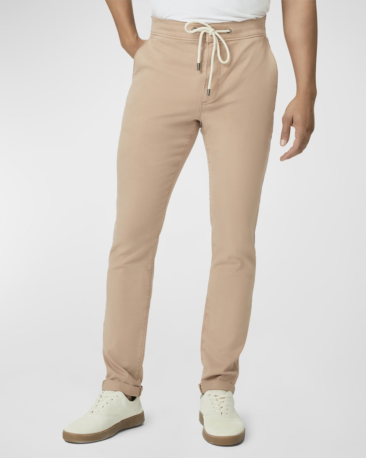 Paige Mens Slim fit Drawstring Casual Pants 33 Pink Solid