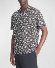 Vince Men's Firework Floral Sport Short Sleeve Button Up Shirt Black Large