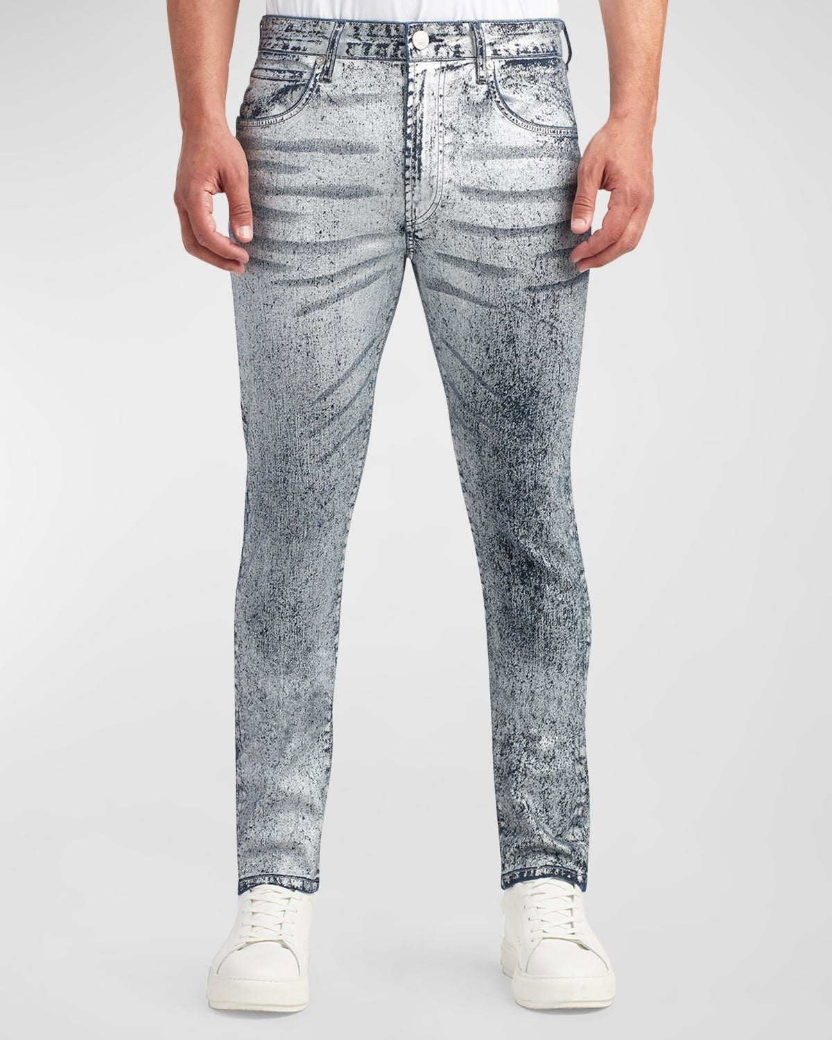 Monfrere Mens Skinny fit Jeans 29 / 32 Silver Coated Finish