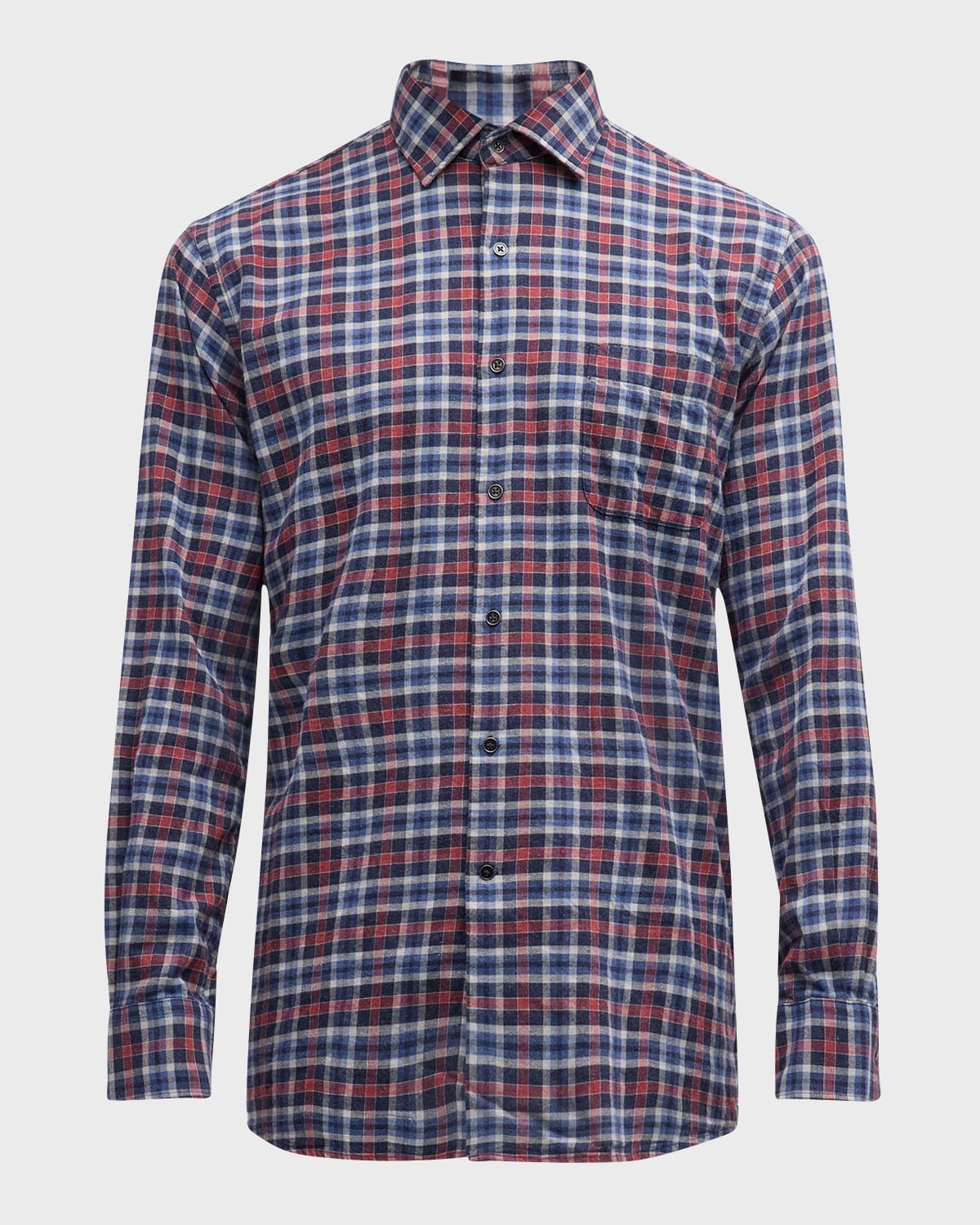 Peter Millar Gander Printed Long Sleeve Button Up Plaid Shirt Blue XXL