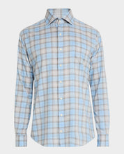 Peter Millar Mens Classic Fit Long Sleeve Button Up Shirt Small Blue Plaid