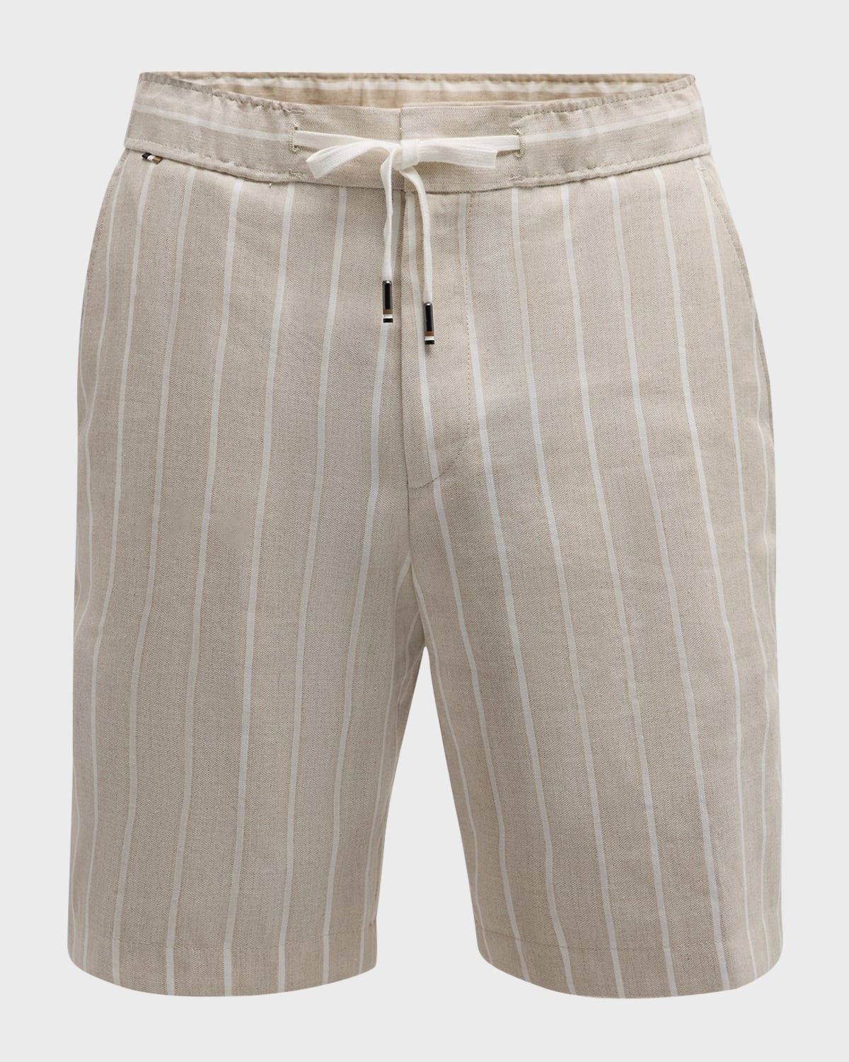 Hugo Boss Mens Classic fit Drawstring Shorts 38 / 9 Beige White Striped