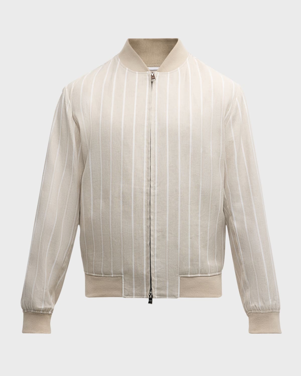 Hugo Boss Mens Slim fit Bomber Jacket Coat 38 R Beige White Striped