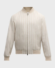 Hugo Boss Mens Slim fit Bomber Jacket Coat 38 R Beige White Striped