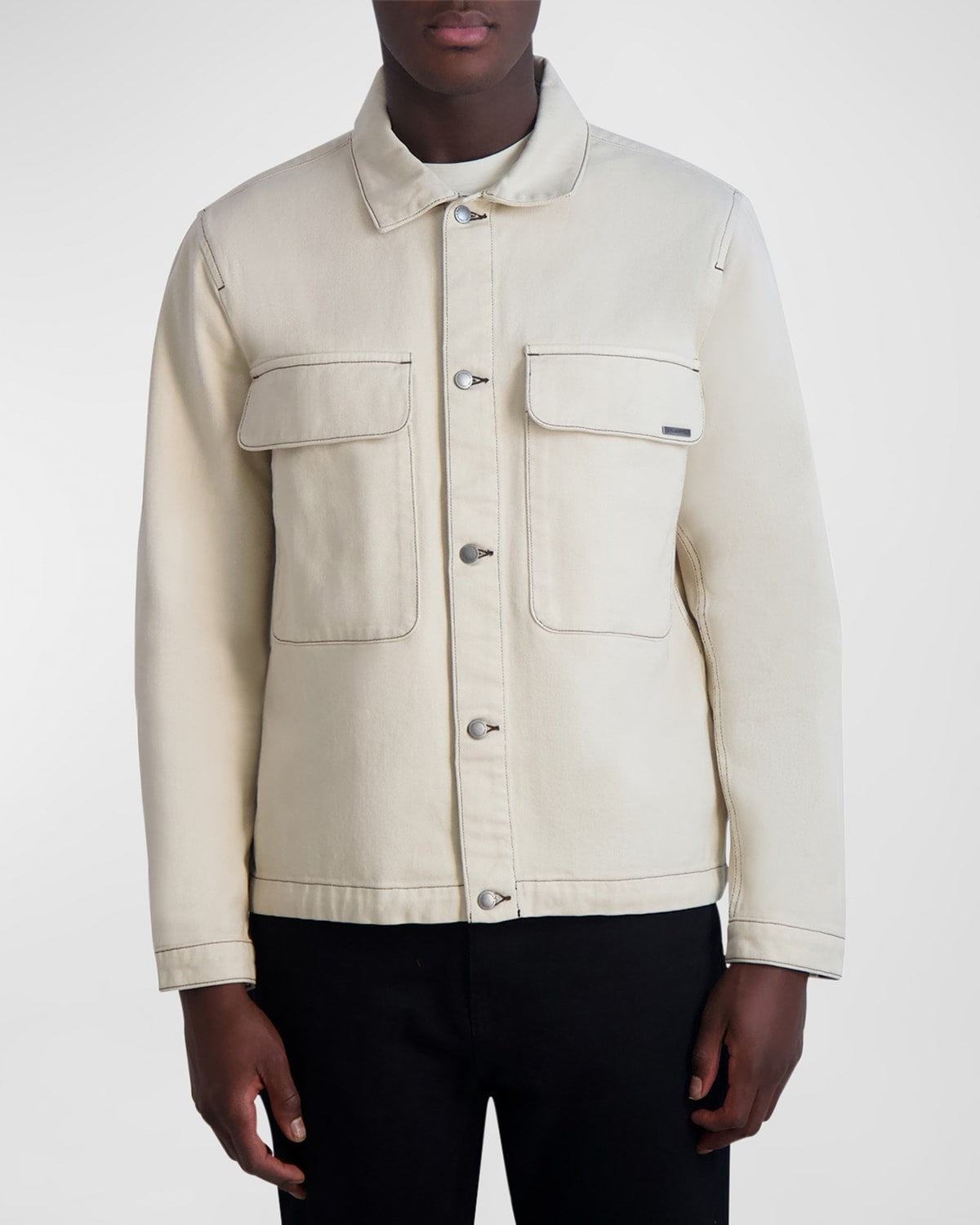 Karl Lagerfeld Paris Mens Denim Jean Jacket XXL Beige Solid