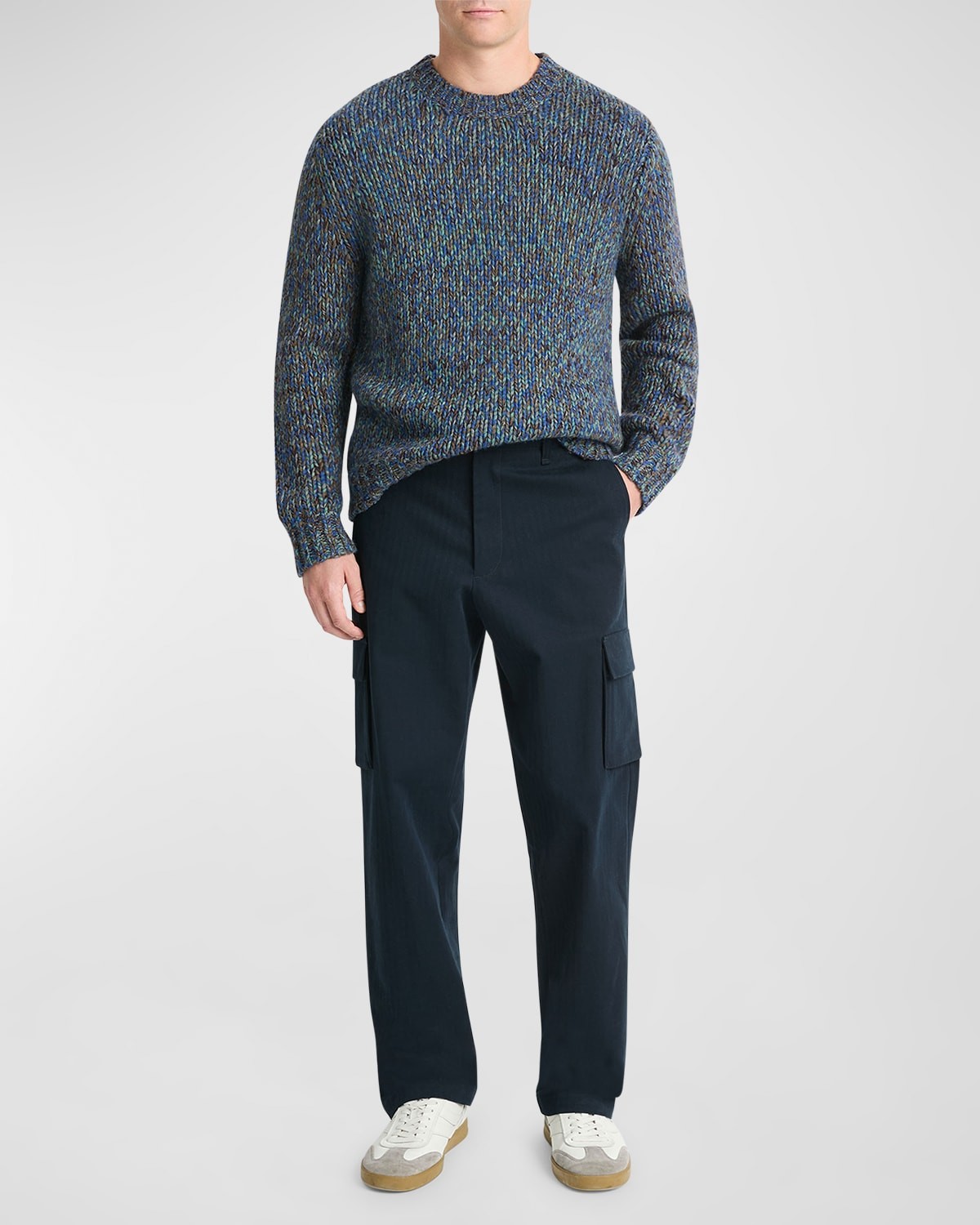 Vince Mens Straight Fit Cargo Herringbone Pants 38 x 32 Blue Solid