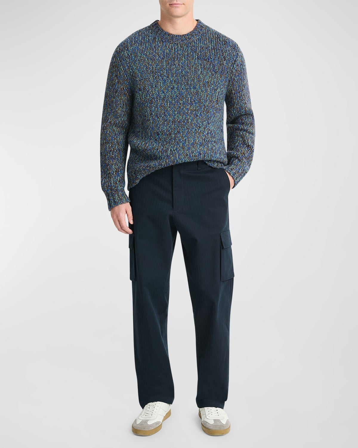Vince Mens Herringbone Cargo Pants Blue 30 x 30