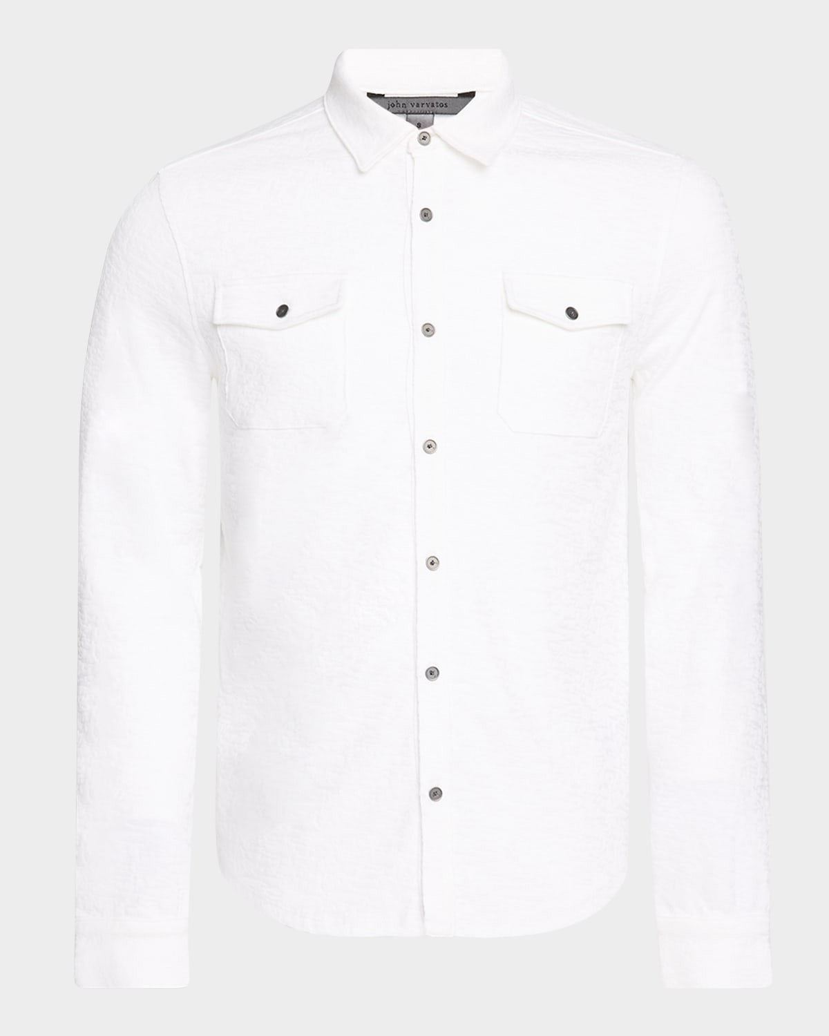 John Varvatos Mens Regular fit Long Sleeve Button-Up Shirt Small White Solid
