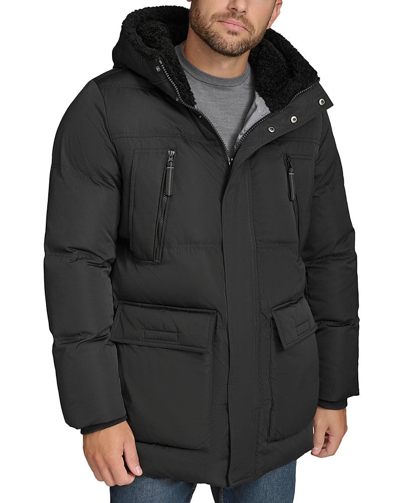 Andrew Marc Mens Parka Coat Large Black Hooded