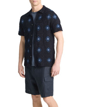 Vince Mens Regular fit Short Sleeve Button Sweater Shirt Small Collared Blue