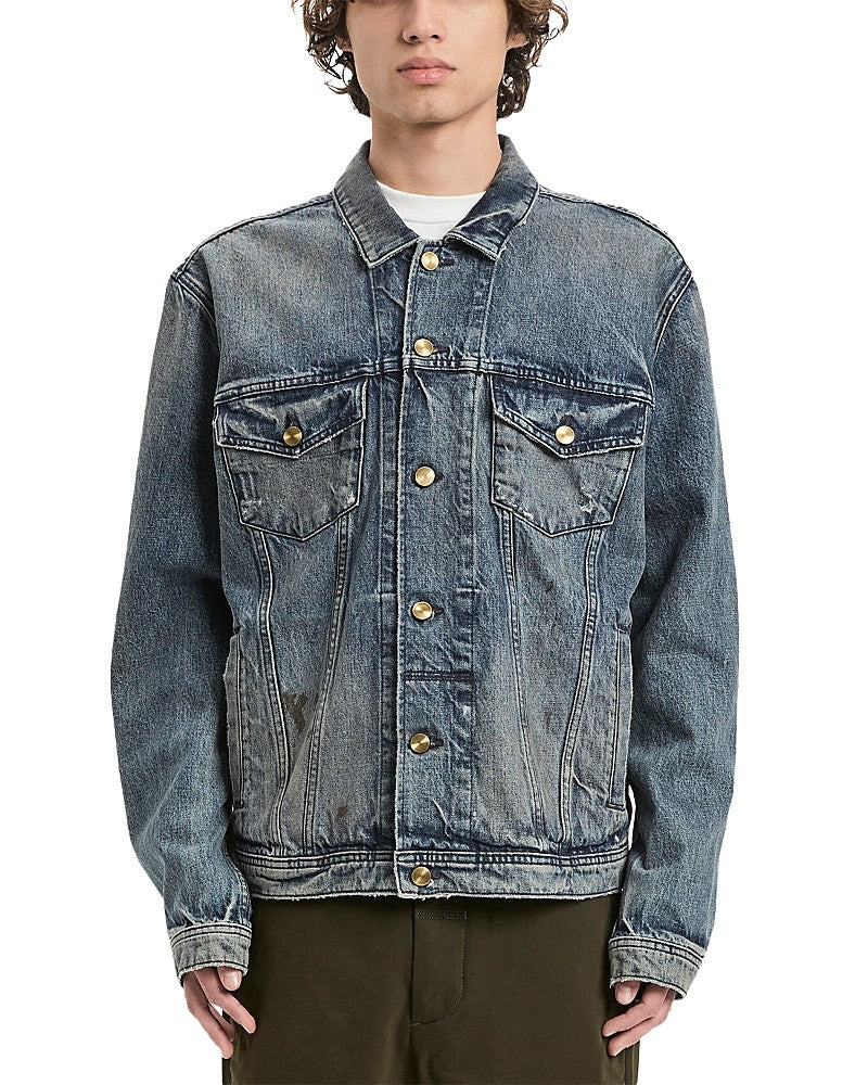 Vayder Mens Denim Regular Fit Trucker Jacket Size XXL Blue Distressed