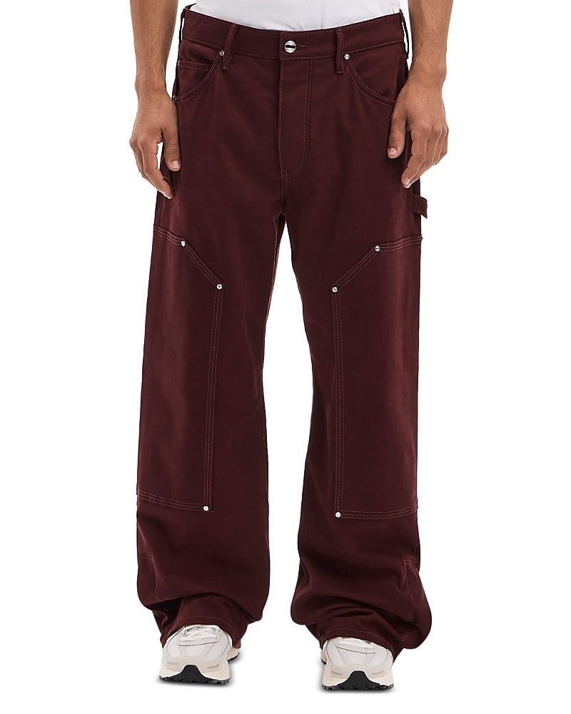 Vayder Mens Loose fit Wide Leg Jeans 33 / 32 Red Solid